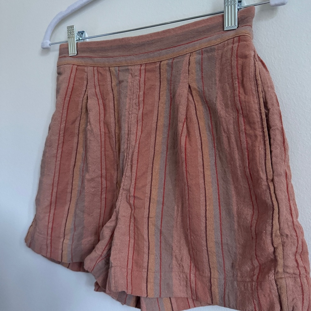 Madewell Clean Pull-On Shorts in Herringbone Stripe Linen Blend Size XXS - Picture 4 of 8